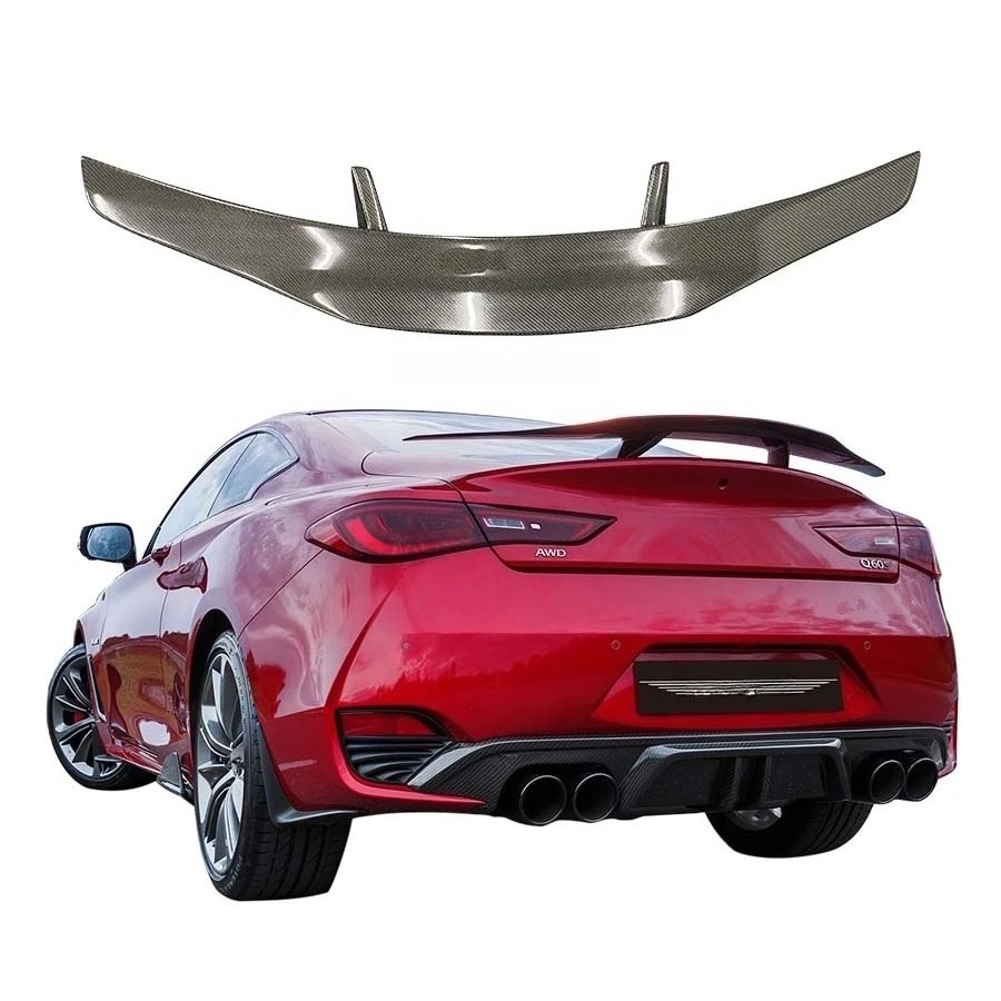 RT Style Carbon Fiber Ducktail Rear Spoiler for Q60S Coupe 2015-2020 High Quality Trunk Lid Body Kit